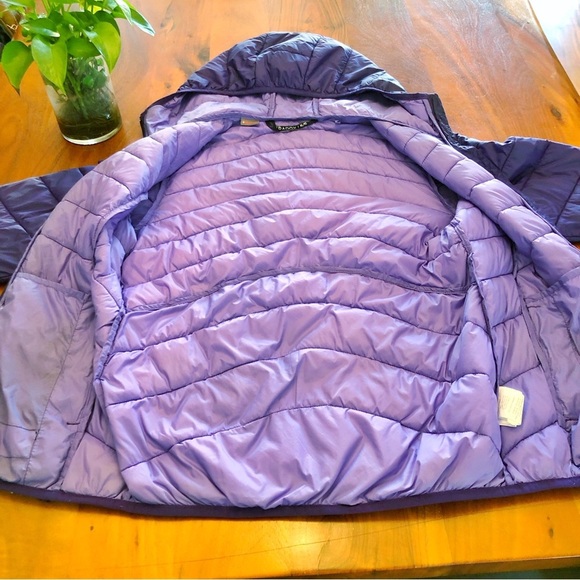 PARADOX Lightweight Packable Winter Purple Short Puffer Hooded Down Jacket Coat. - Picture 7 of 16